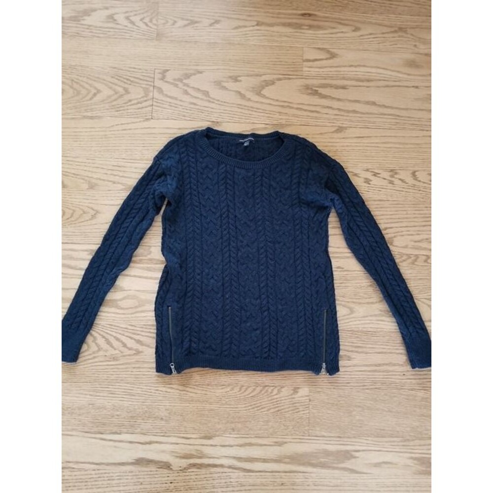 American Eagle Womens XS Sweater Dark Green Zippers On Sides EUC